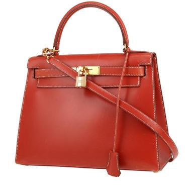 Borsa Hermès  Kelly 28 cm in pelle box rosso mattone