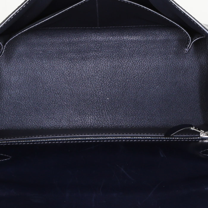 Borsa Hermès Kelly 28 cm in pelle box blu marino - Detail D3