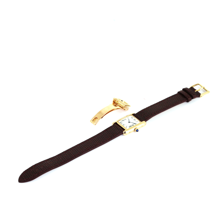 Cartier Tank Américaine watch in yellow gold Ref:  7808 Circa  1990 - Detail D2