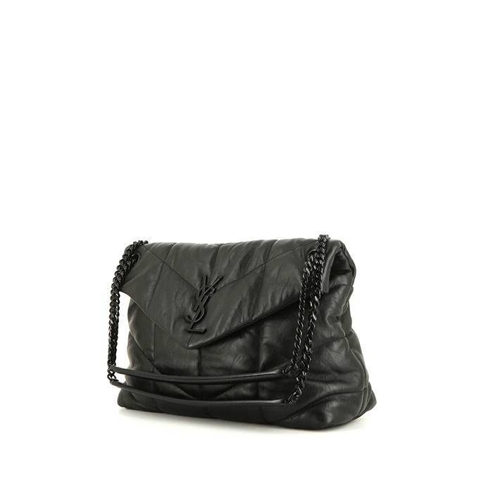 Saint Laurent Loulou Puffer shoulder bag in black leather - 00pp