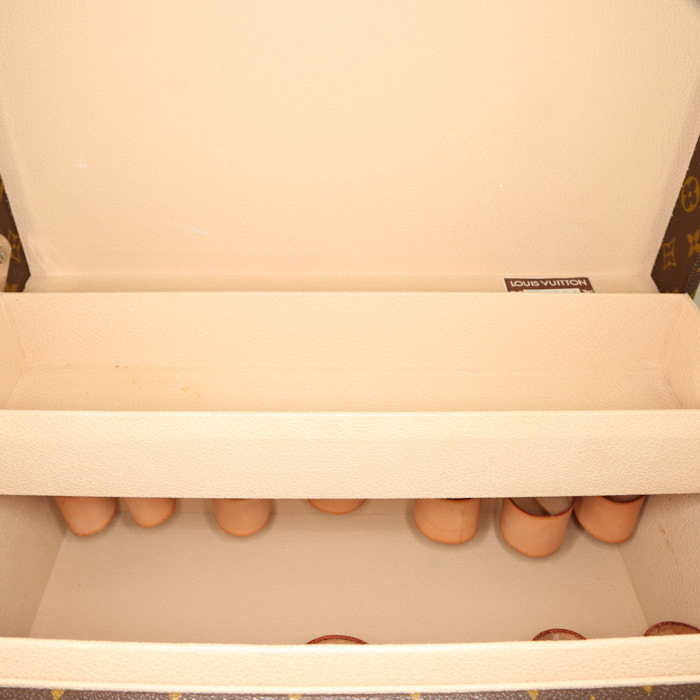 Beauty Louis Vuitton  Vanity in tela monogram cerata marrone e pelle naturale - Detail D2