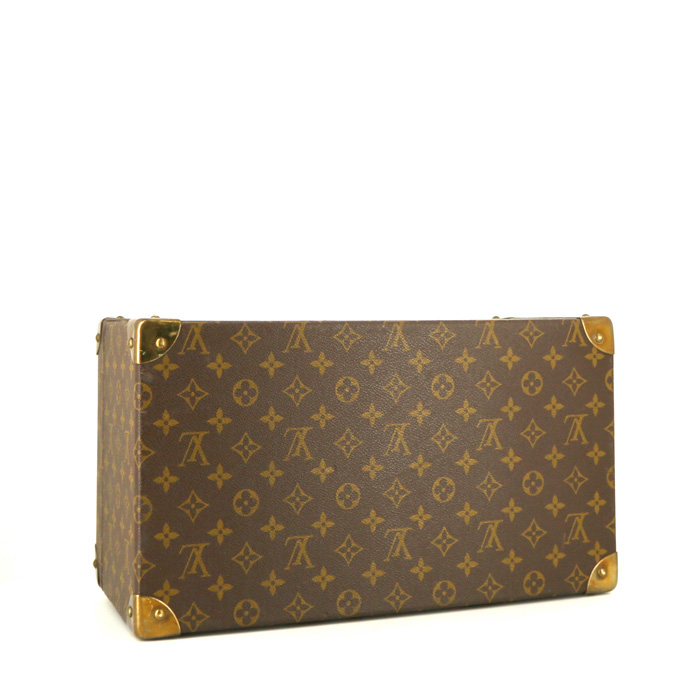 Vanity Louis Vuitton  Vanity en toile monogram enduite marron et cuir naturel - Detail D4
