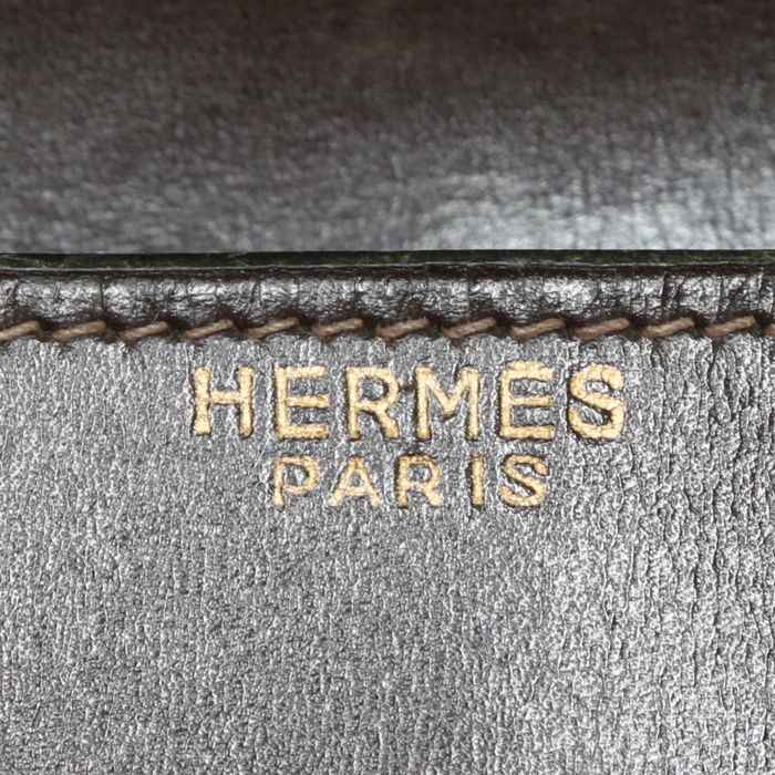 Sac à main Hermes Monaco en cuir box marron - Detail D2