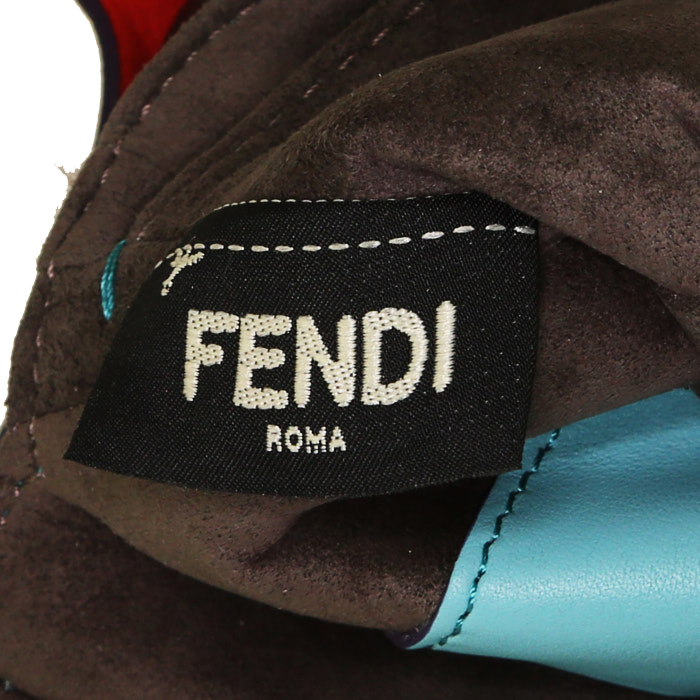 Bolso bandolera Fendi Baguette Double Sided en cuero turquesa y verde - Detail D4