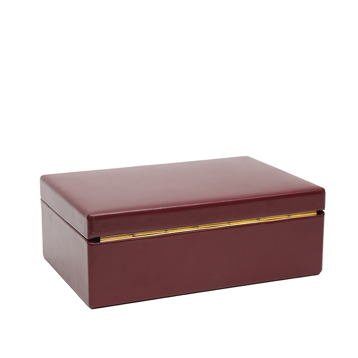 Hermès, rare jewellery box, in burgundy box leather, inside with a compartment lined with burgundy velvet, signed, around 1960/70 - Detail D5