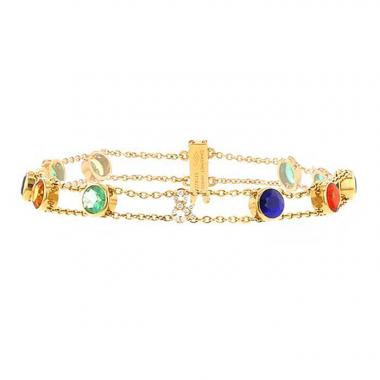 Bracelet Chaumet Amour "Peace 
Love" en or jaune et diamants et pierres semi-précieuses