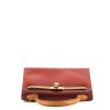 Bolso de mano Hermes Kelly 32 cm en cuero box tricolor rojo, color burdeos y color oro - 360 Front thumbnail
