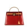Hermes Kelly 32 cm handbag in red, burgundy and gold tricolor box leather - 360 thumbnail