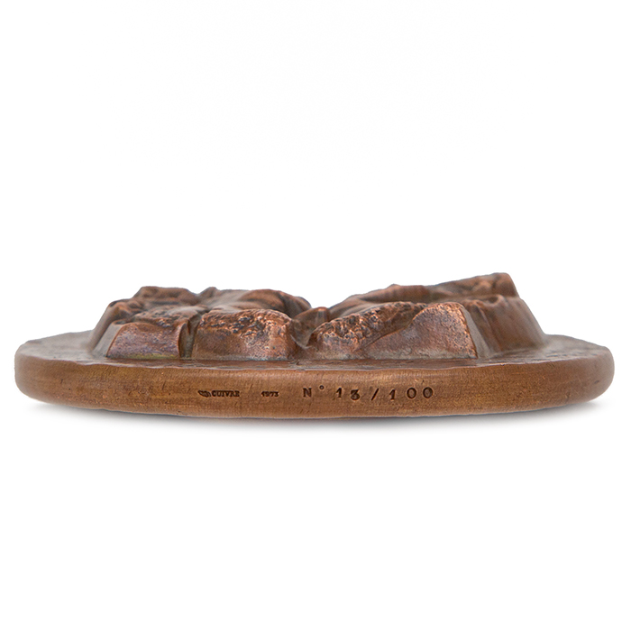César, "Portrait de Roger Bezombes", medal from the Monnaie de Paris, in copper-patinated bronze, signed, numbered and dated, of 1973 - Detail D4