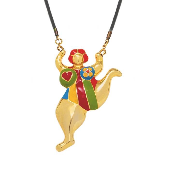 Niki de Saint Phalle, "Nana" pendant, in gilded and enameled metal, Flammarion edition, signed, stamped and dated, of 1999 - 00pp
