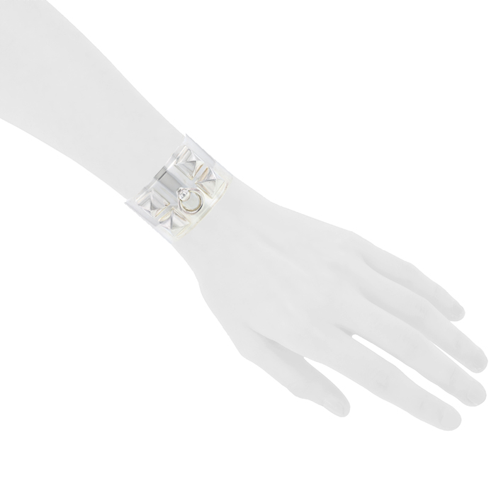 Hermès Collier de chien cuff bracelet in silver - Detail D1