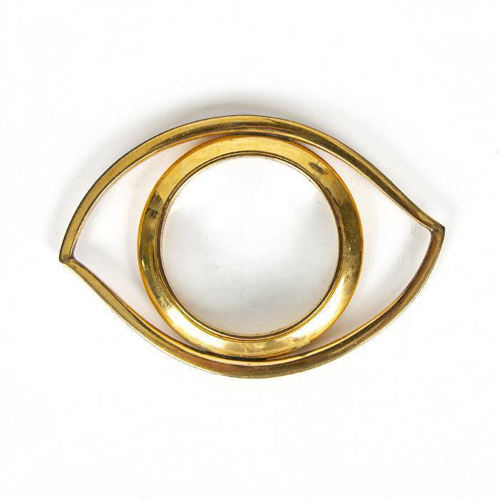 Hermès, "Eye" Magnifying glass ,in gilded brass, signed, with its original box, from the 1970's - 00pp
