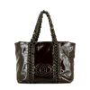 Chanel shopping bag in brown patent leather - 360 thumbnail