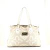 Shopping bag Louis Vuitton in tessuto monogrammato bicolore bianco e beige - 360 thumbnail