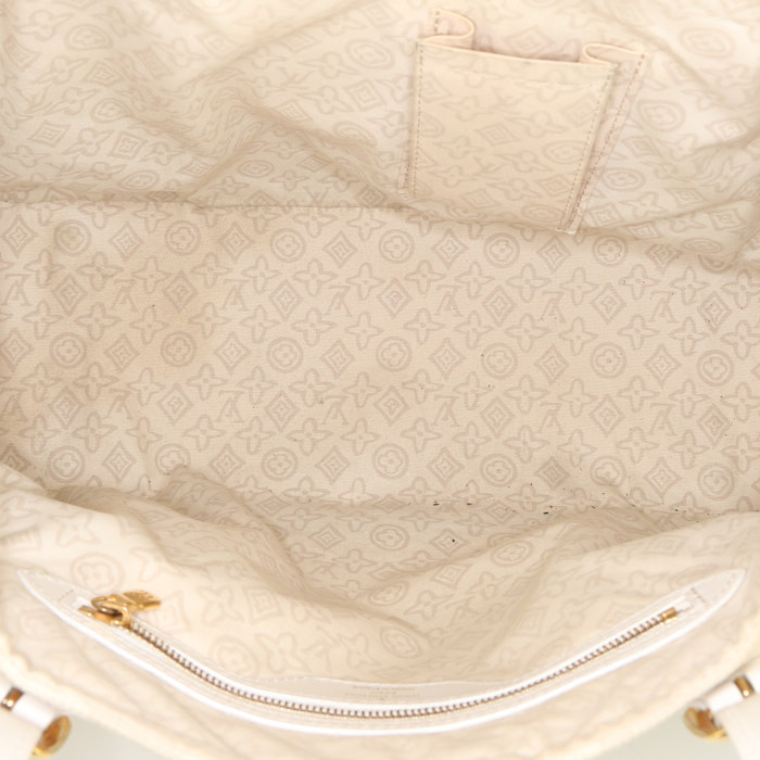 Sac cabas Louis Vuitton en tissu monogrammé bicolore blanc et beige - Detail D2