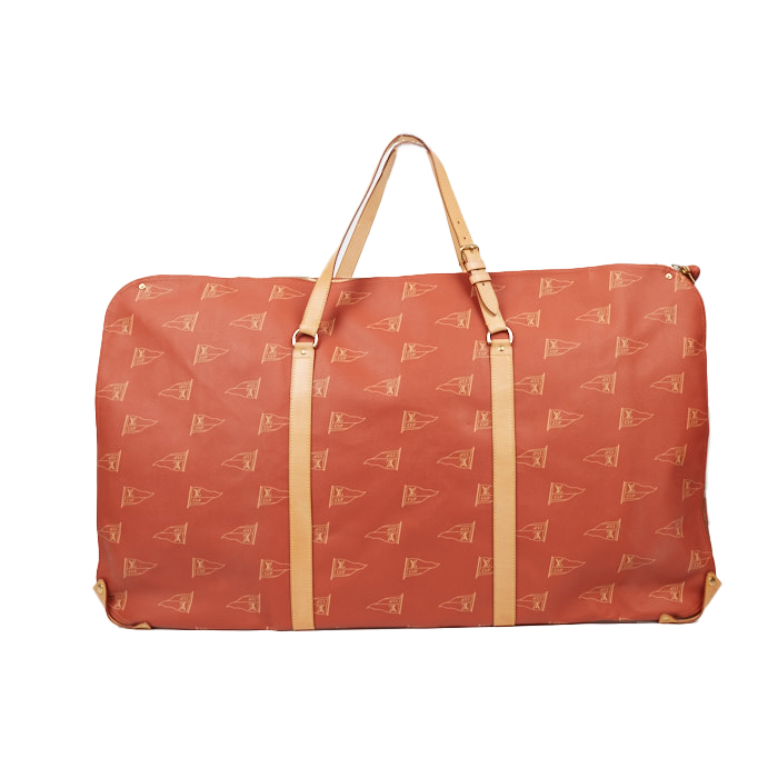 Porte-habits Louis Vuitton America's Cup en toile enduite rouge et cuir naturel - Detail D2