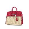 Hermes Birkin 25 cm Picnic handbag in raspberry pink Swift leather and wicker - 00pp thumbnail