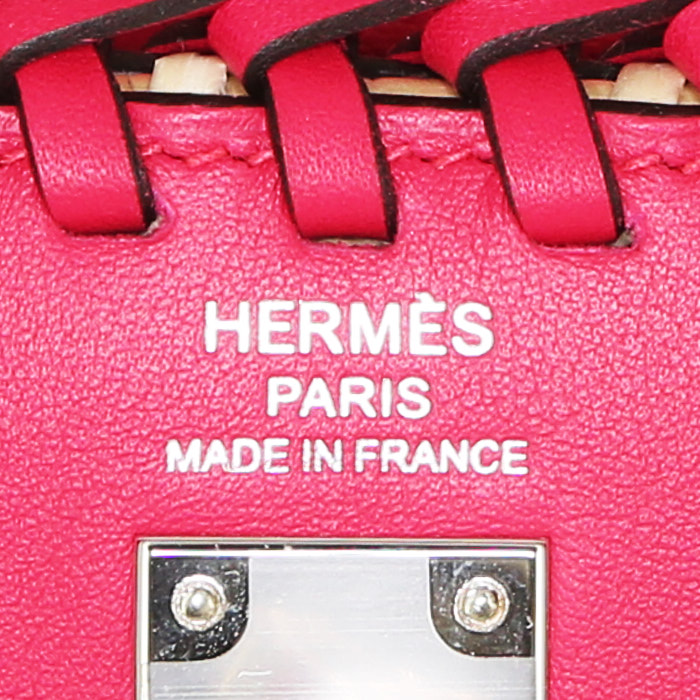 Borsa Hermes Birkin 25 cm Picnic in pelle Swift e vimini - Detail D3