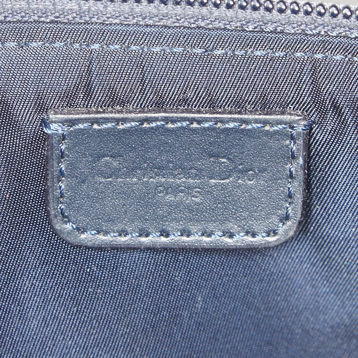 Pochette Dior Saddle in tessuto a monogramma Oblique blu e pelle blu - Detail D5