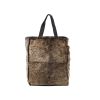 Shopping bag Chanel in pelliccia grigia e tela nera - Detail D2 thumbnail