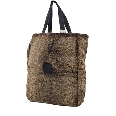 Sac cabas Chanel en fourrure grise et toile noire