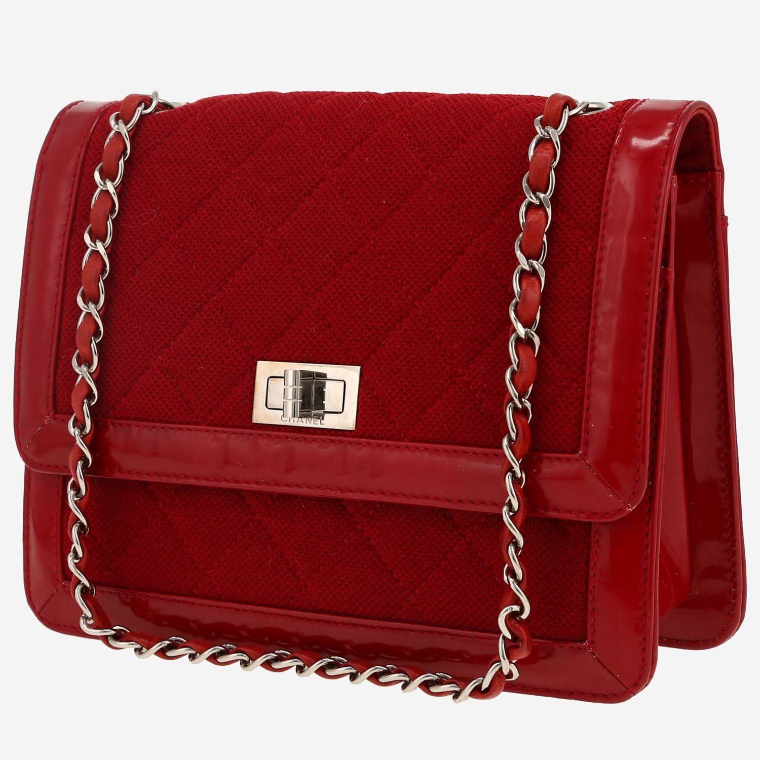Borsa Chanel Vintage in jersey trapuntato rosso e pelle verniciata rossa