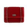 Chanel Vintage handbag in red quilted jersey and red patent leather - 360 thumbnail