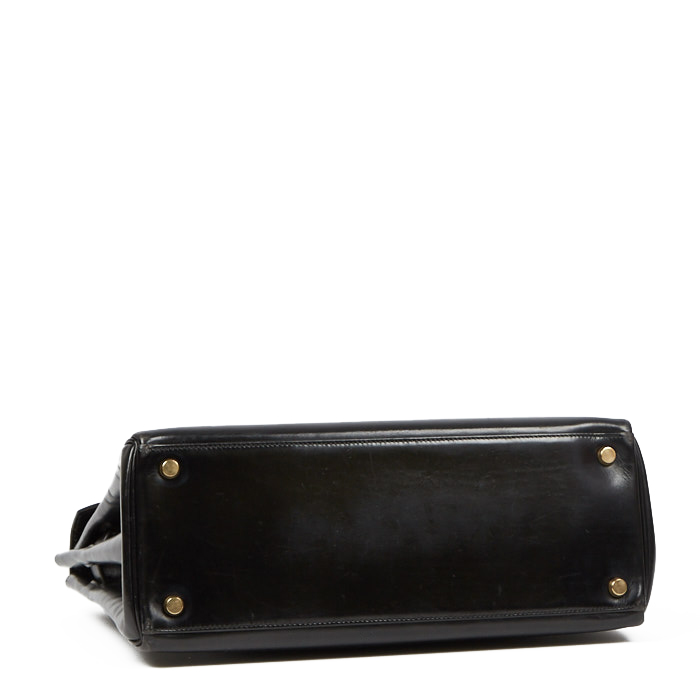Hermes Monaco handbag in black box leather - Detail D3