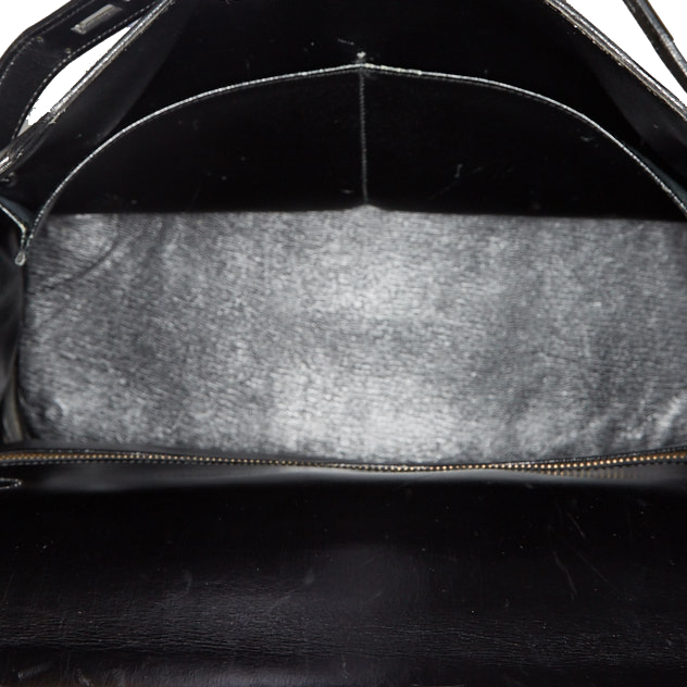 Hermes Monaco handbag in black box leather - Detail D4