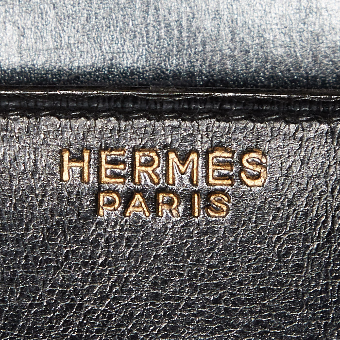 Hermes Monaco handbag in black box leather - Detail D5