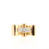 Vintage 1950's Tank ring in yellow gold,  white gold and diamonds - 360 thumbnail