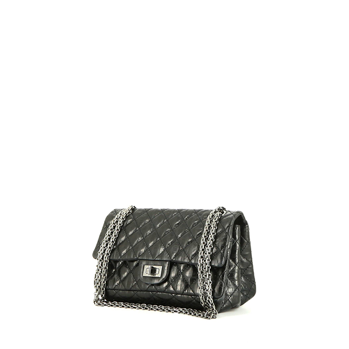 Chanel 2.55 small model handbag in black quilted leather - 00pp