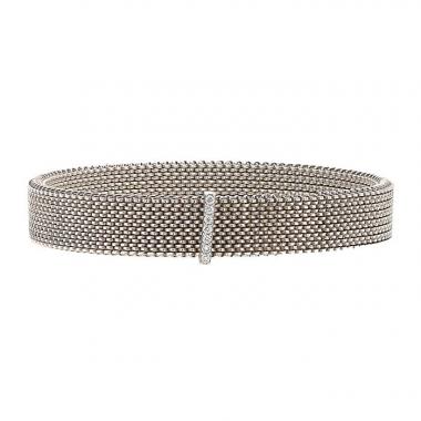 Bracciale Mauboussin Moi Non Plus & Toi Non Plus in acciaio,  oro bianco 14k e diamanti