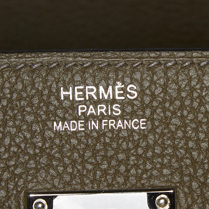 Hermes Haut à Courroies weekend bag in khaki togo leather - Detail D4