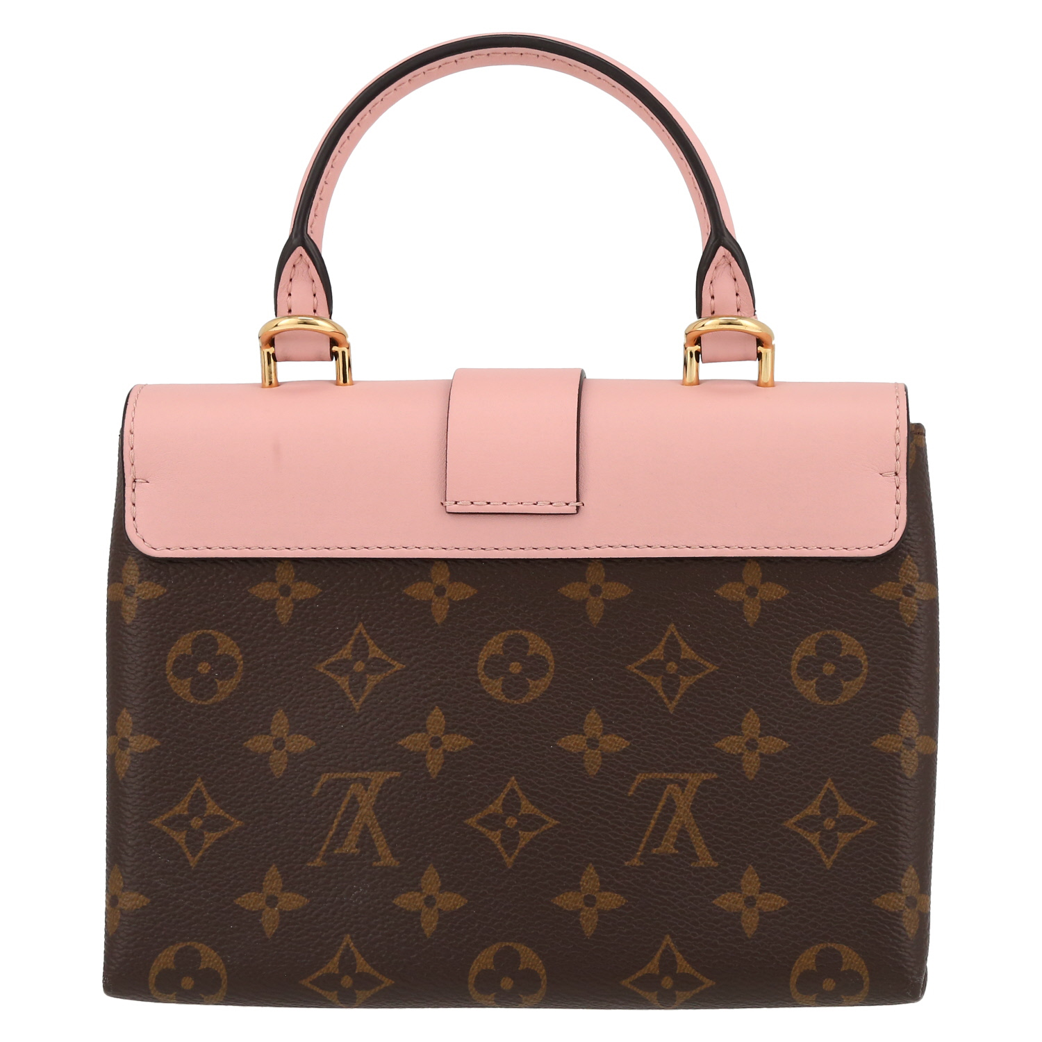 Bolso bandolera Louis Vuitton  Locky BB en lona Monogram marrón y cuero rosa - Detail D7