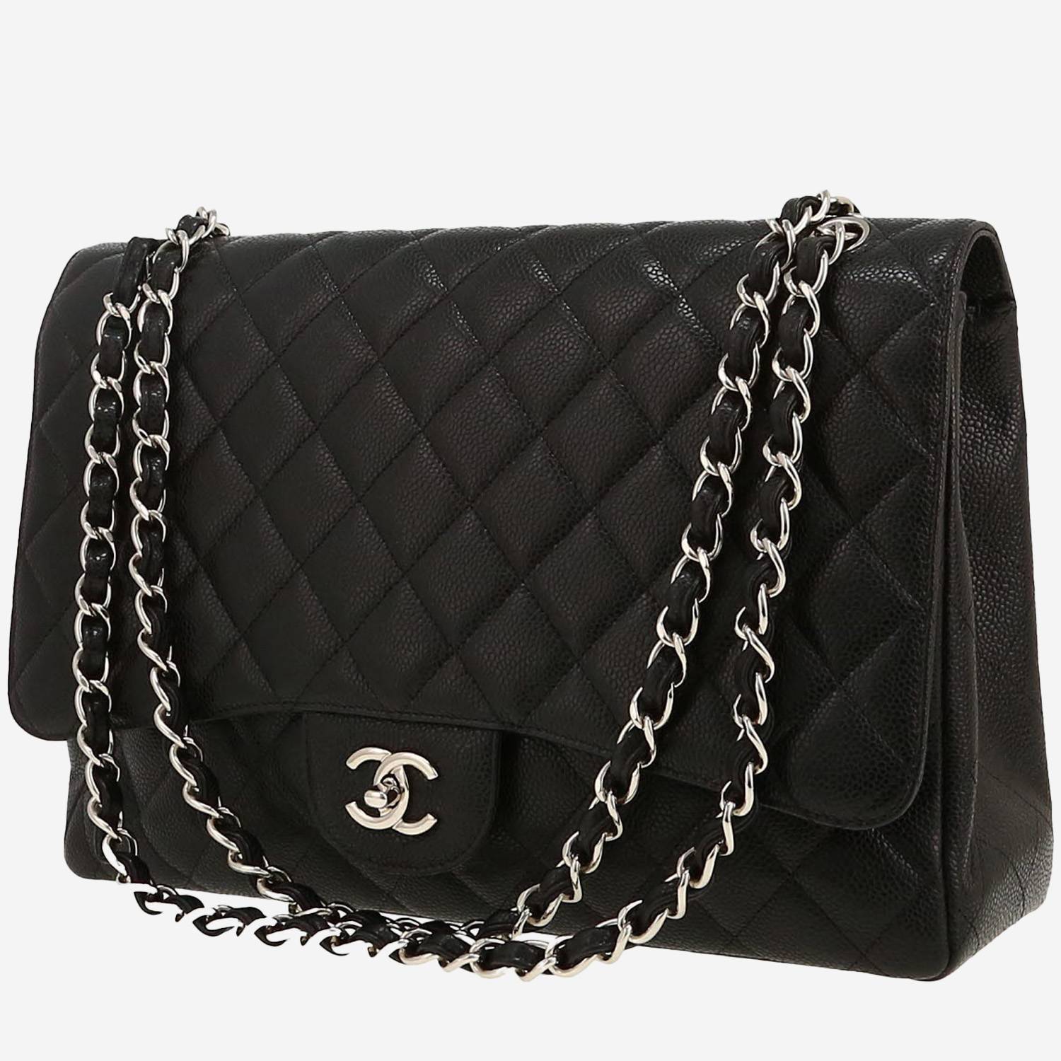 Borsa Chanel  Timeless Maxi Jumbo in pelle martellata e trapuntata nera