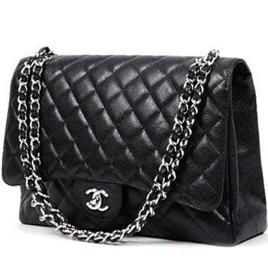 Borsa Chanel  Timeless Maxi Jumbo in pelle martellata e trapuntata nera