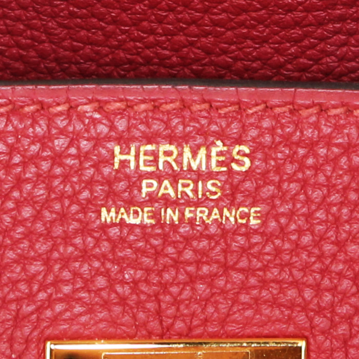 Sac à main Hermes Birkin 30 cm en cuir togo rouge grenat - Detail D3