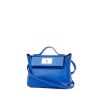 Hermès 24/24 mini shoulder bag in togo leather and Bleu France Swift leather - 00pp thumbnail