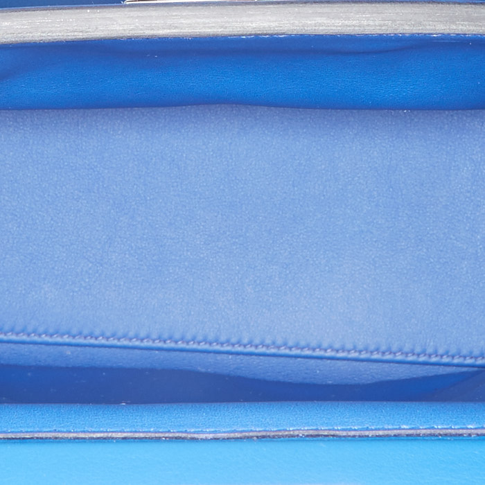 Sac bandoulière Hermès 24/24 mini en cuir togo et cuir Swift Bleu France - Detail D4
