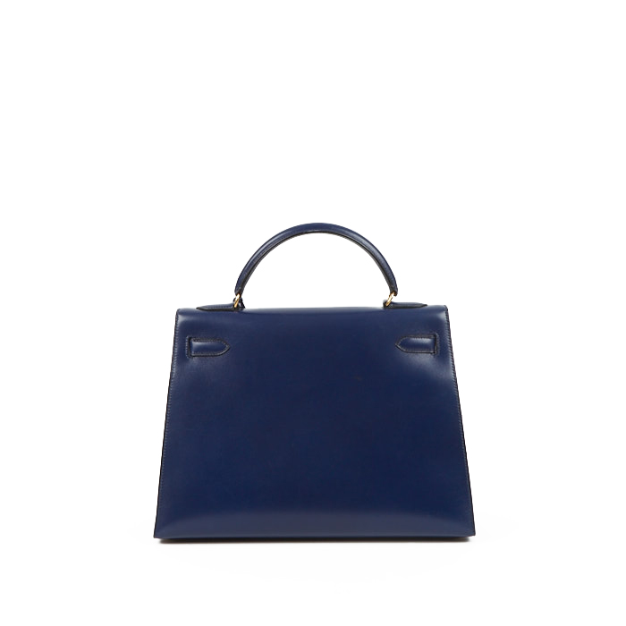 Hermes Kelly 32 cm handbag in blue box leather - Detail D2