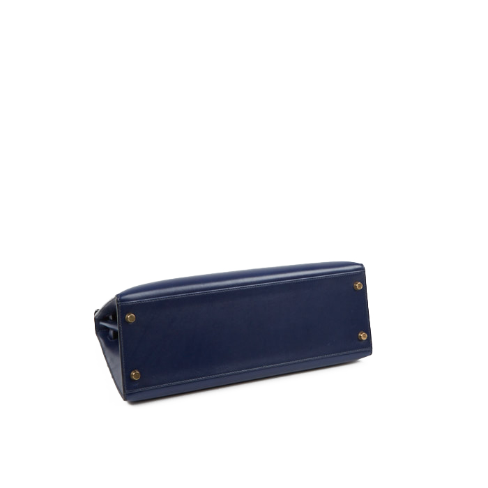 Hermes Kelly 32 cm handbag in blue box leather - Detail D3