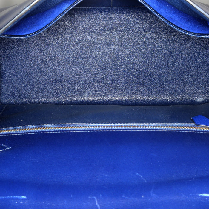 Hermes Kelly 32 cm handbag in blue box leather - Detail D4
