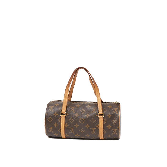 Sac à main Louis Vuitton Papillon en toile monogram marron et cuir naturel - Detail D2