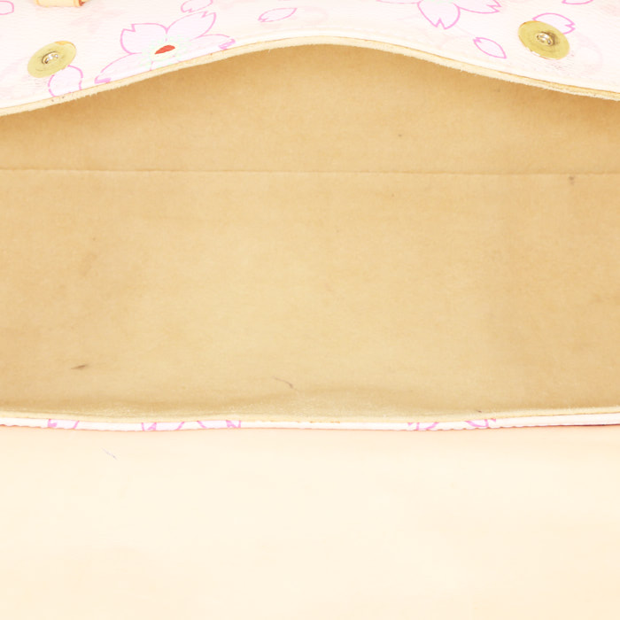 Borsa Louis Vuitton Cherry Blossom Retro in tela monogram cerata rosa a fiori e pelle naturale - Detail D2