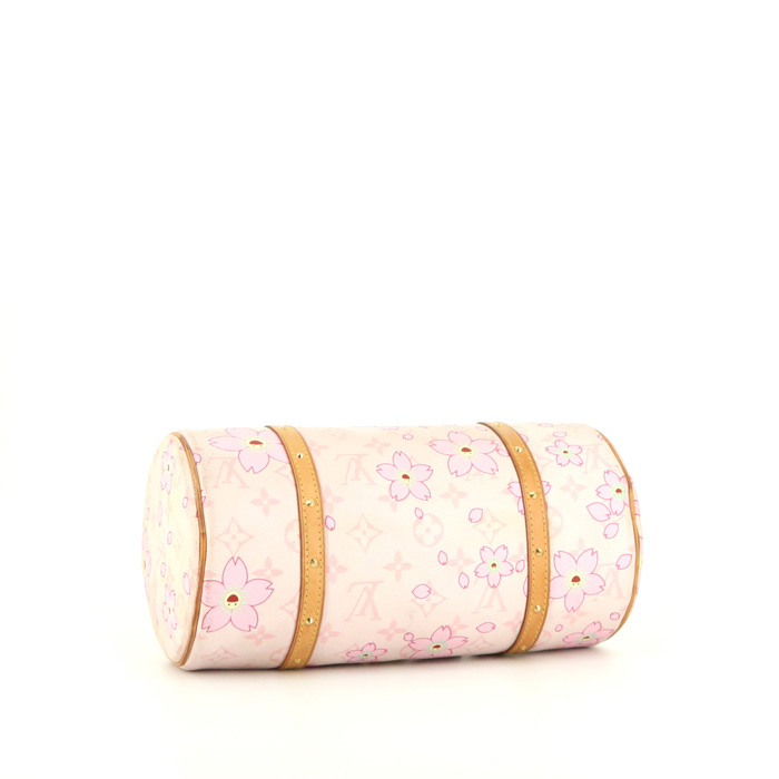 Louis Vuitton Cherry Blossom Retro handbag in pink monogram canvas and natural leather - Detail D4