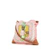 Shoulder bag in varnished pink, yellow and green silk and gold Barenia leather - 00pp thumbnail