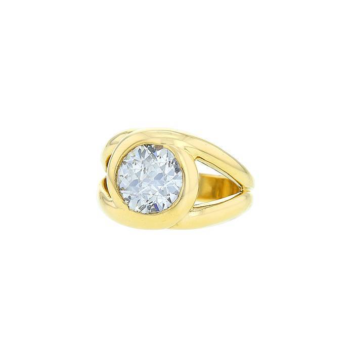 Vintage solitaire ring in yellow gold and diamond - 00pp