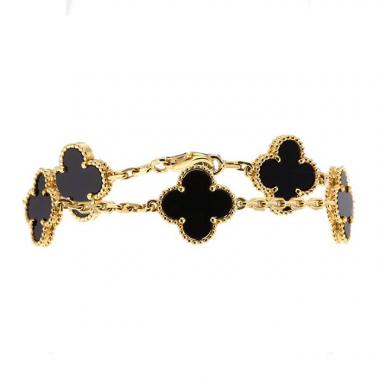 Bracelet Van Cleef & Arpels Alhambra Vintage en or jaune et onyx