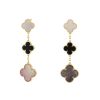 Van Cleef & Arpels Magic Alhambra earrings in yellow gold,  mother of pearl and onyx - 00pp thumbnail